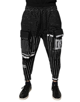 Dolce & Gabbana Black Polka Dot Stripes Cargo Jogger Sweatpants Pants