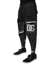 Dolce & Gabbana Black Polka Dot Stripes Cargo Jogger Sweatpants Pants