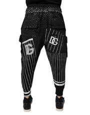 Dolce & Gabbana Black Polka Dot Stripes Cargo Jogger Sweatpants Pants