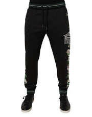 Dolce & Gabbana Black Floral King Men Jogger Sweatpants Pants