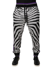 Dolce & Gabbana Black White Zebra Men Jogger Sweatpants Pants