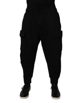 Dolce & Gabbana Black Cotton Men Cargo Jogger Sweatpants Pants