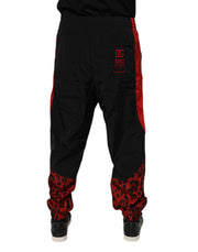 Dolce & Gabbana Black Red Leopard Jogger Sweatpants Pants