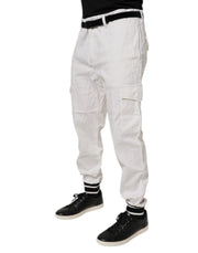 Dolce & Gabbana White Cotton Jogger Cargo Skinny Pants
