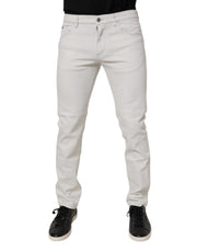 Dolce & Gabbana White Cotton Stretch Skinny Slim Denim Jeans