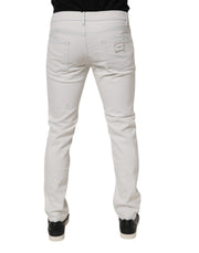 Dolce & Gabbana White Cotton Stretch Skinny Slim Denim Jeans