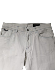 Dolce & Gabbana White Cotton Stretch Skinny Slim Denim Jeans