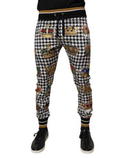 Dolce & Gabbana Multicolor Houndstooth Crown Men Sweatpants Pants