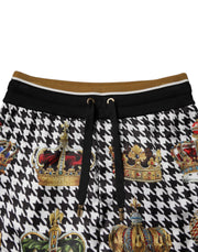 Dolce & Gabbana Multicolor Houndstooth Crown Men Sweatpants Pants
