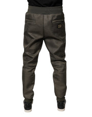 Dolce & Gabbana Brown Lambskin Leather Men Sweatpants Pants