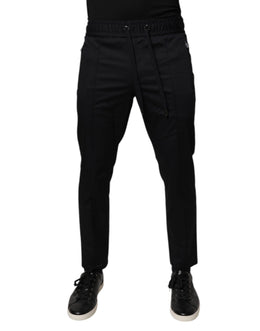 Dolce & Gabbana Dark Blue Cotton Men Jogger Sweatpants Pants