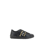 Valentino Garavani Black Calf Leather Bos Taurus Low Top Sneakers