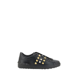 Valentino Garavani Black Calf Leather Bos Taurus Low Top Sneakers