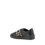 Valentino Garavani Black Calf Leather Bos Taurus Low Top Sneakers