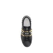 Valentino Garavani Black Calf Leather Bos Taurus Low Top Sneakers