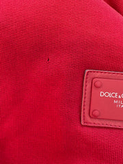 Dolce & Gabbana Red Cotton Logo Hooded Sweatshirt Sweater