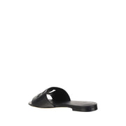Dolce & Gabbana Black Calf Leather Bos Taurus Flat Sandals
