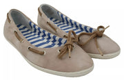 Pantofola D'Oro Beige Suede Lace Bow Loafers Ballet Flat Shoes