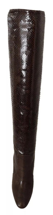 Dolce & Gabbana Brown Exotic Leather Heels High Boots Shoes