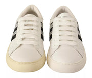 Marc Jacobs White Leather Crystal Embellished Sneakers Shoes