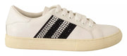 Marc Jacobs White Leather Crystal Embellished Sneakers Shoes