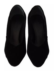 Jil Sander Black Leather Suede Block Heels Pumps Shoes