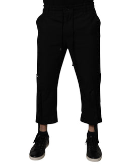 Dolce & Gabbana Black Polyester Men Cropped Pants