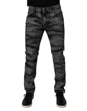 Dolce & Gabbana Gray Tie Dye Cotton Skinny Men Denim Jeans