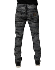 Dolce & Gabbana Gray Tie Dye Cotton Skinny Men Denim Jeans