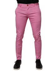 Dolce & Gabbana Pink Cotton Slim Fit Men Dress Formal Pants
