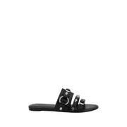 Balenciaga Black Calf Leather Bos Taurus Flat Sandals