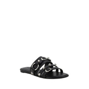 Balenciaga Black Calf Leather Bos Taurus Flat Sandals