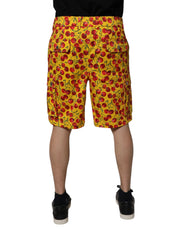 Dolce & Gabbana Yellow Cherry Print Cotton Men Bermuda Shorts
