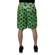 Dolce & Gabbana Green Heart Print Cargo Men Bermuda Shorts