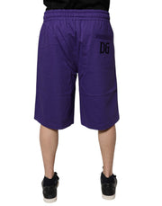 Dolce & Gabbana Purple Cotton Men Bermuda Sweatshorts Shorts