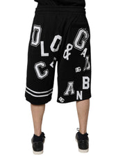 Dolce & Gabbana Black Logo Cotton Bermuda Sweatshorts Shorts