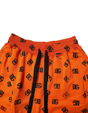 Dolce & Gabbana Orange Logo Monogram Cotton Bermuda Shorts