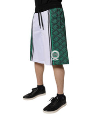 Dolce & Gabbana White Green Men Jersey Sweatshorts Shorts