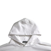 Balenciaga White Cotton Logo Hooded Pullover Oversize Sweater