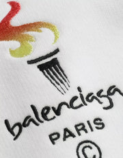 Balenciaga White Cotton Logo Hooded Pullover Oversize Sweater