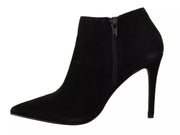 Steve Madden Black Suede Leather Stiletto Heels Boots Shoes