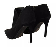 Steve Madden Black Suede Leather Stiletto Heels Boots Shoes