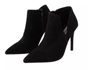 Steve Madden Black Suede Leather Stiletto Heels Boots Shoes