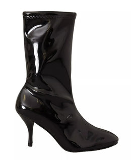 Stuart Weitzman Black Patent Leather High Heels Boots Shoes