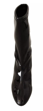 Stuart Weitzman Black Patent Leather High Heels Boots Shoes