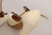 SERGIO LEVANTESI Off White Leather T-Strap Heels Sandals Shoes