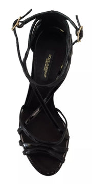 Dolce & Gabbana Black Leather Stiletto Heels Sandals Shoes