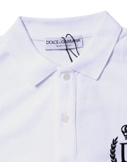 Dolce & Gabbana White Cotton Crown Collared Men Polo T-shirt