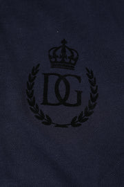 Dolce & Gabbana Dark Blue Cotton Crown Collared Polo T-shirt