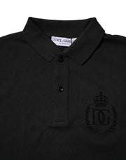 Dolce & Gabbana Black Cotton DG Logo Collared Polo T-shirt
